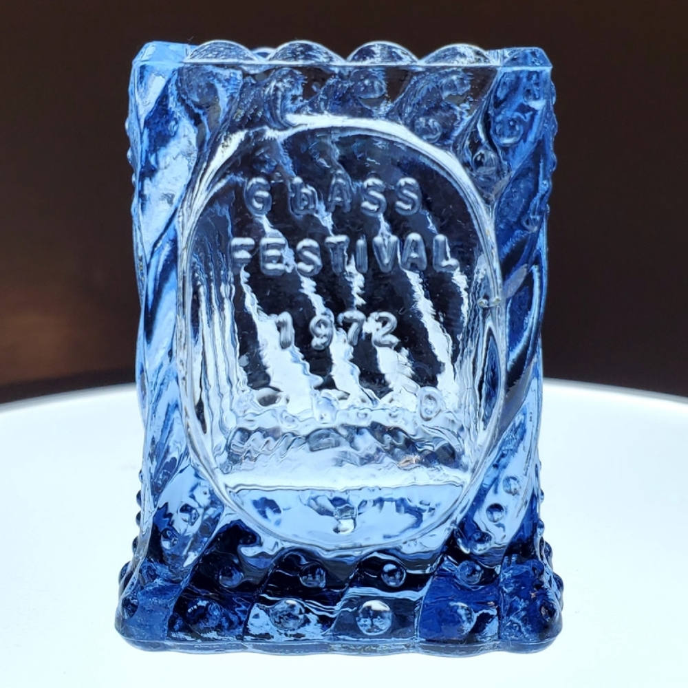 1972 St. Clair Glass Light Blue Art Glass Festival Souvenir Toothpick Holder - Picture 13 of 13